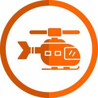 helikopter glyph oranje cirkel icoon vector