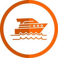 snelheid boot glyph oranje cirkel icoon vector
