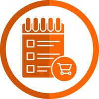 boodschappen doen lijst glyph oranje cirkel icoon vector