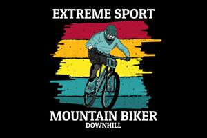 extreme sport mountainbiker ontwerp vintage retro vector