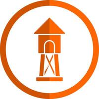 uitkijktoren glyph oranje cirkel icoon vector