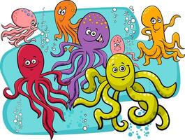 octopus dierlijke karakters cartoon afbeelding vector