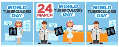 selectie poster tuberculosebestrijding vlakke tekening ziekenhuis vector