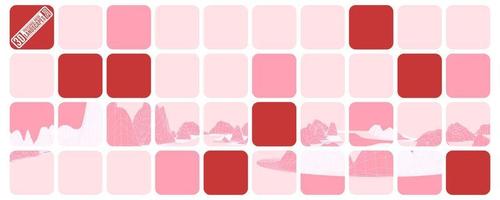 roze mozaïekblokjes van rood en wit met veelhoekige bergen vector
