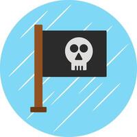piraat vlag vlak blauw cirkel icoon vector