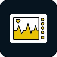 ecg machine glyph twee kleur icoon vector