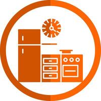 keuken glyph oranje cirkel icoon vector