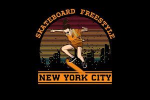 skateboard freestyle new york city design vintage retro vector