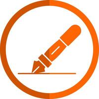 fontein pen glyph oranje cirkel icoon vector