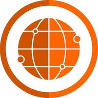 wereld glyph oranje cirkel icoon vector