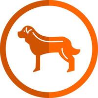 hond glyph oranje cirkel icoon vector