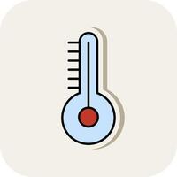 temperatuur lijn gevulde wit schaduw icoon vector