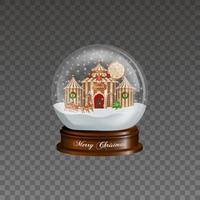 kerst sneeuwbol met peperkoek circus en santa claus sigh vector