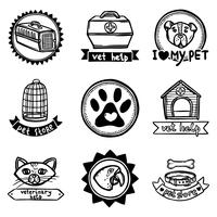 Veterinaire emblemen Set vector