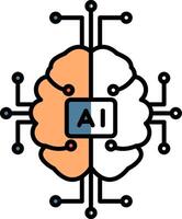 kunstmatig intelligentie- gevulde voor de helft besnoeiing icoon vector