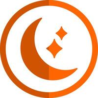 maan glyph oranje cirkel icoon vector