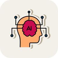 kunstmatig intelligentie- lijn gevulde wit schaduw icoon vector