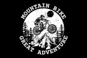 mountainbike geweldig avontuur ontwerp silhouet vector