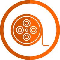 film haspel glyph oranje cirkel icoon vector