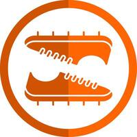 voetbal laarzen glyph oranje cirkel icoon vector