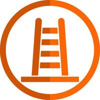 stap ladder glyph oranje cirkel icoon vector