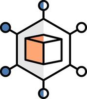 metaverse gevulde voor de helft besnoeiing icoon vector