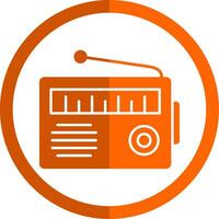 radio glyph oranje cirkel icoon vector