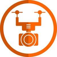 camera dar glyph oranje cirkel icoon vector