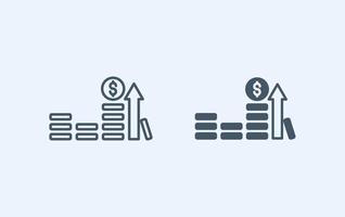 geldgroei pictogram omtrek en glyph-stijl vector