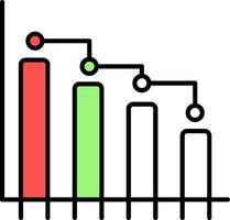 bar diagram gevulde voor de helft besnoeiing icoon vector