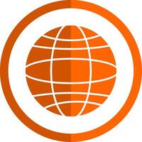 wereldbol glyph oranje cirkel icoon vector