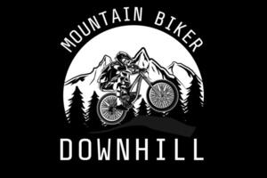 mountainbiker downhill ontwerp silhouet vector