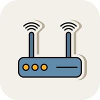 modem lijn gevulde wit schaduw icoon vector