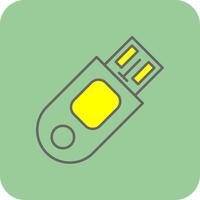 pendrive gevulde geel icoon vector