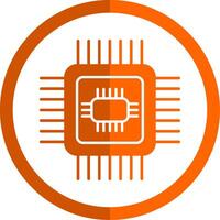 CPU glyph oranje cirkel icoon vector