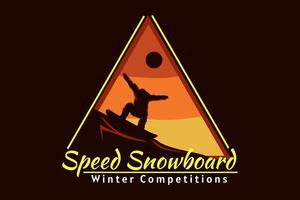 speed snowboard retro ontwerp vector