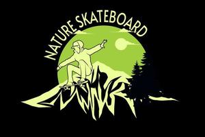 natuur skateboard silhouet retro ontwerp vector