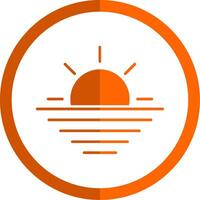 zonsondergang glyph oranje cirkel icoon vector