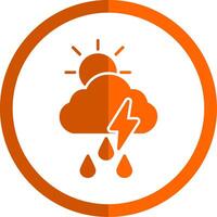 storm glyph oranje cirkel icoon vector