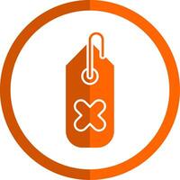 label glyph oranje cirkel icoon vector