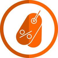 label glyph oranje cirkel icoon vector