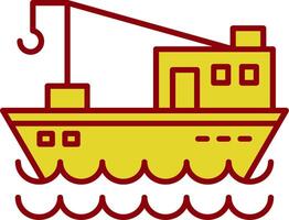 visvangst boot lijn twee kleur icoon vector