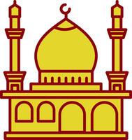 moskee lijn twee kleuren icoon vector