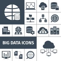 Big data-iconen zwart vector