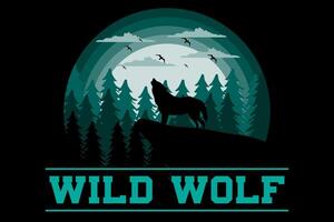 wilde wolf ontwerp vintage retro vector