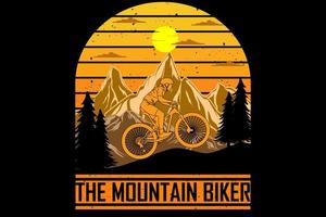 de mountainbiker design vintage retro vector