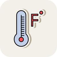 Fahrenheit graden lijn gevulde wit schaduw icoon vector