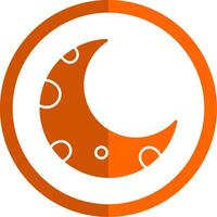 voor de helft maan glyph oranje cirkel icoon vector