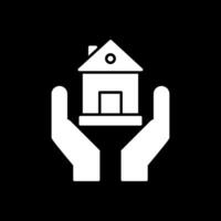 huis en zorg glyph omgekeerd icoon vector