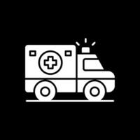 ambulance glyph omgekeerd pictogram vector